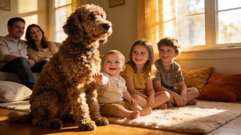 Familie met hond geniet van tijd samen in huis bij woefkesranch.